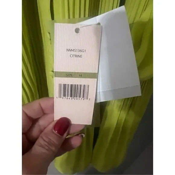 Nanette Lepore Women’s Size 14 Long Sleeve Pleated Button Up Dress Green - Picture 15 of 16